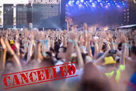 Cancelled due to coronavirus concert crowdの写真素材