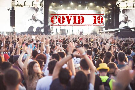Cancelled due to coronavirus concert crowdの写真素材