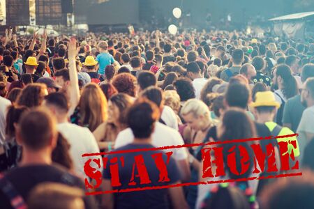 Cancelled due to coronavirus concert crowdの写真素材