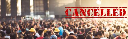 Cancelled due to coronavirus concert crowdの写真素材