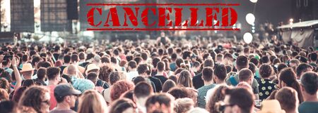 Cancelled due to coronavirus concert crowdの写真素材