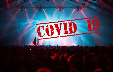 Cancelled due to coronavirus concert crowdの写真素材