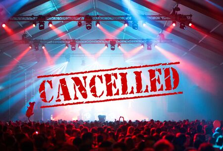 Cancelled due to coronavirus concert crowdの写真素材