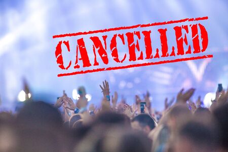 Cancelled due to coronavirus concert crowdの写真素材