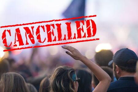 Cancelled due to coronavirus concert crowdの写真素材