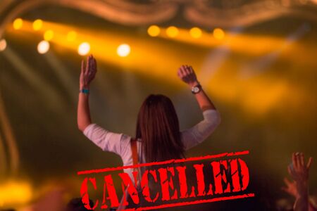 Cancelled due to coronavirus concert crowdの写真素材