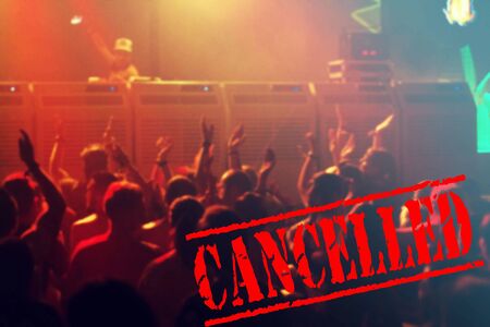 Cancelled due to coronavirus concert crowdの写真素材