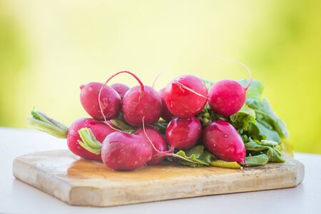 Fresh Organic vegetables on wooden tableの写真素材