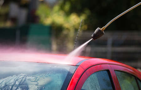 Washing the car in self service systemの写真素材