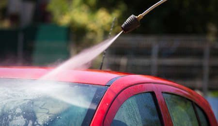 Washing the car in self service systemの写真素材