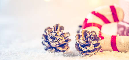 Christmas decoration background.  Happy winter holidaysの写真素材