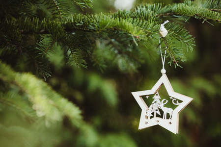 Christmas decoration background.  Happy winter holidaysの写真素材