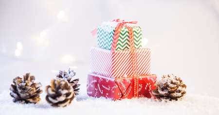 Christmas decoration background.  Happy winter holidaysの写真素材