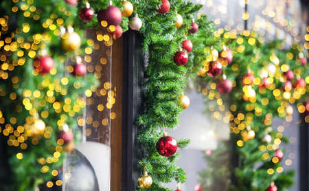 Christmas decoration background.  Happy winter holidaysの写真素材