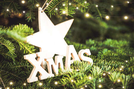Christmas decoration background.  Happy winter holidaysの写真素材