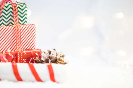 Christmas decoration background.  Happy winter holidaysの写真素材