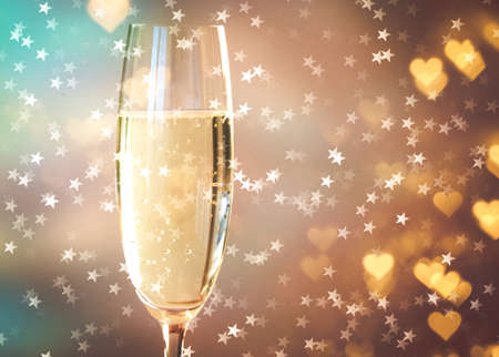 Happy new year champagne glasses backgroundの写真素材