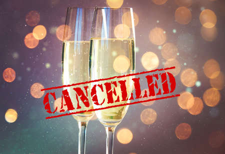 New Year champagne glasses covid-19 conceptの写真素材