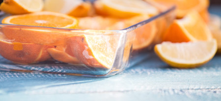 Fresh orange juice breakfast background