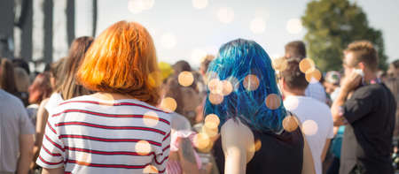 Summer music festival concert crowdの写真素材