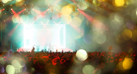 Summer music festival concert crowdの写真素材