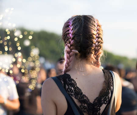 Summer music festival concert crowdの写真素材