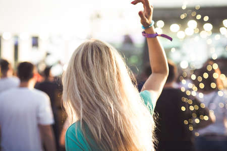 Summer music festival concert crowdの写真素材