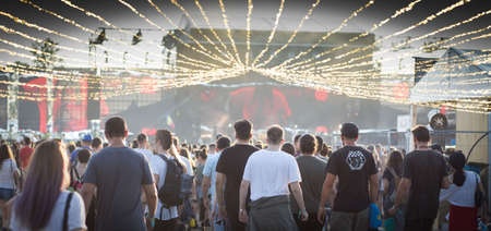 Summer music festival concert crowdの写真素材