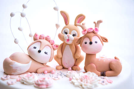 Fairytale cute animal cake toppersの写真素材