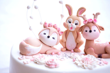 Fairytale cute animal cake toppersの写真素材