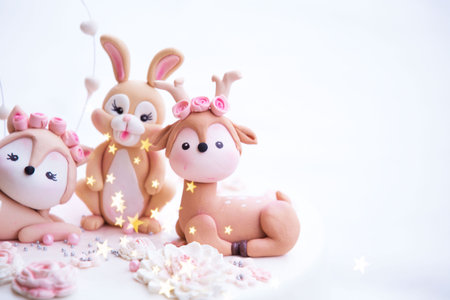 Fairytale cute animal cake toppersの写真素材