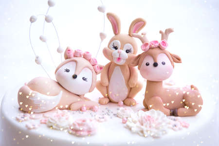 Fairytale cute animal cake toppersの写真素材