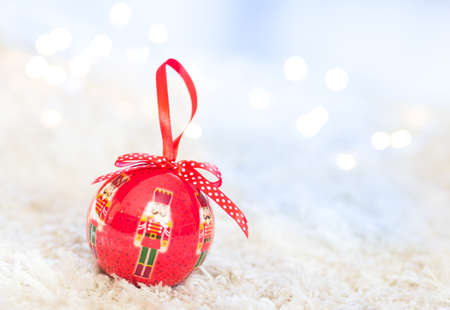 Christmas tree decorations winter backgroundの写真素材