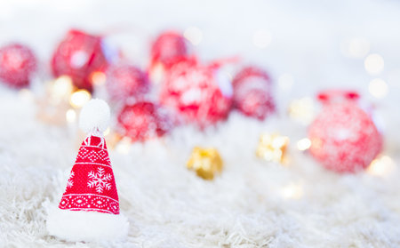 Christmas tree decorations winter backgroundの写真素材