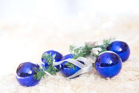 Christmas tree decorations winter backgroundの写真素材
