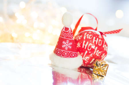 Christmas tree decorations winter backgroundの写真素材