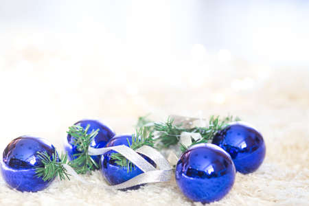Christmas tree decorations winter backgroundの写真素材