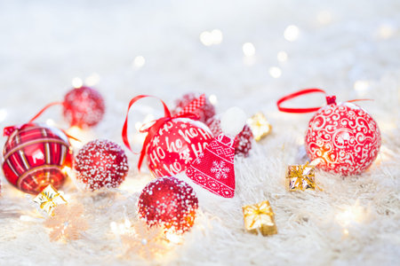 Christmas tree decorations winter background
