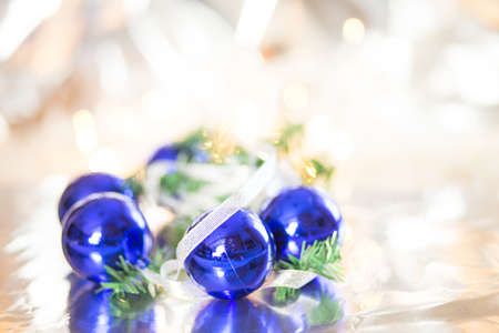 Christmas tree decorations winter backgroundの写真素材