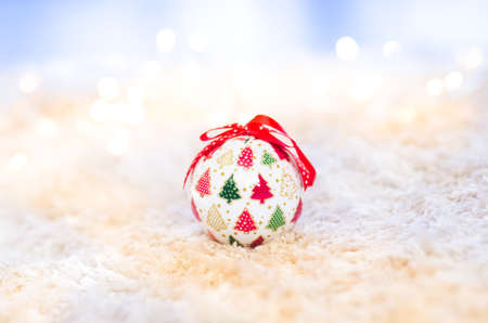 Christmas tree decorations winter backgroundの写真素材
