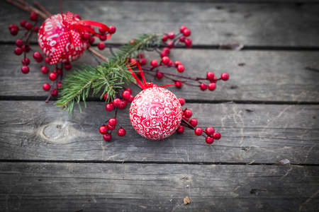Christmas tree decorations winter backgroundの写真素材