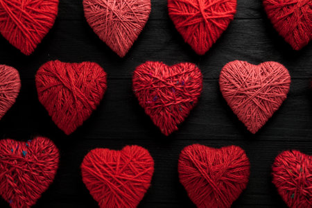 Valentines day. Valentines day greeting card. Heart on a wooden background. Heart of love.の写真素材