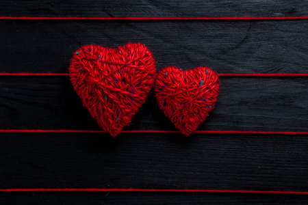 Valentines day. Valentines day greeting card. Heart on a wooden background. Heart of love.の写真素材