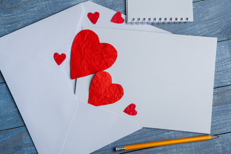 Valentines day. Valentines day greeting card. Heart on a wooden background. Heart of love.の写真素材