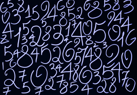 Background of numbers. from zero to nine. Numbers texture. Finance data concept. Matematic. Seamless pattern with numbers. financial crisis concept. Business success.の写真素材