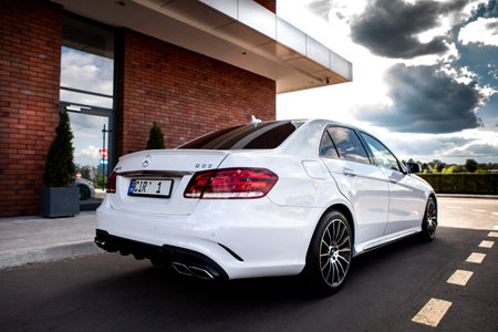 Chisinau, Moldova; June 02, 2020. Mercedes-Benz club festival in Moldova. Mercedes-Benz E Class W 212. AMG E 63. Editorial photo.のeditorial素材