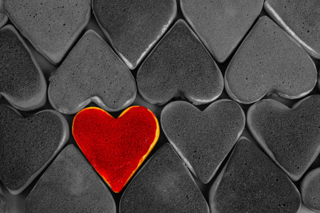 Valentines day. Valentines day greeting card. Heart on a wooden background. Heart of love.の写真素材