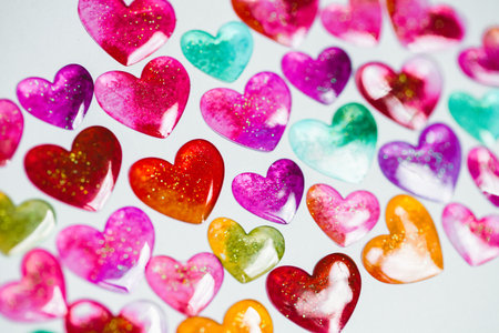 Love hearts on wooden texture background. Valentines day card concept. Heart for Valentines Day...