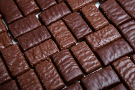 Assortment of delicious chocolate candies background. Chocolate candy isolatedの写真素材
