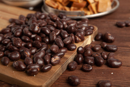 Assortment of delicious chocolate candies background. Chocolate candy isolated